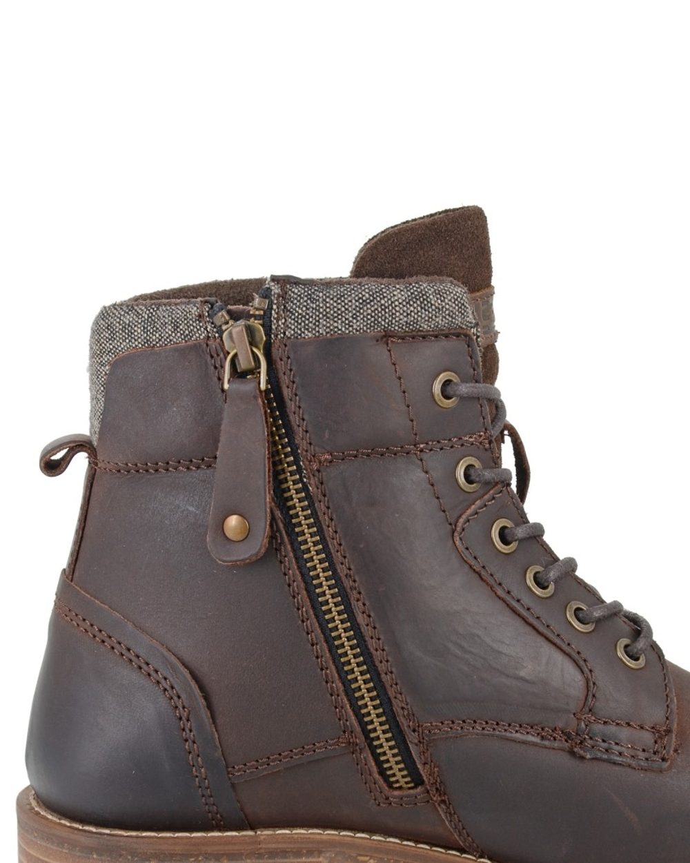 Brown coloured Roamers Mens Waxy Leather Inside Zip Ankle Boots on white background 