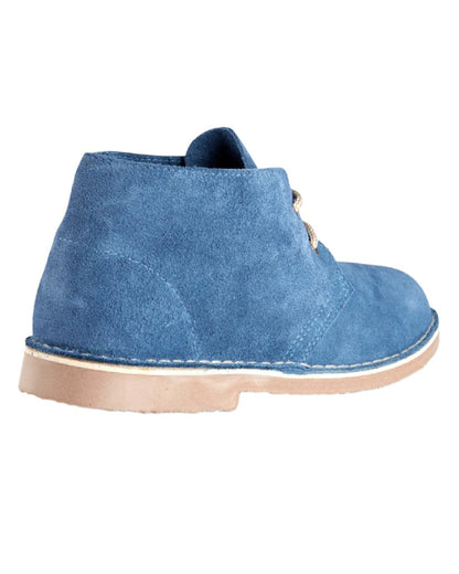 Denim Blue coloured Womens Eye Desert Real Suede Boots on white background 