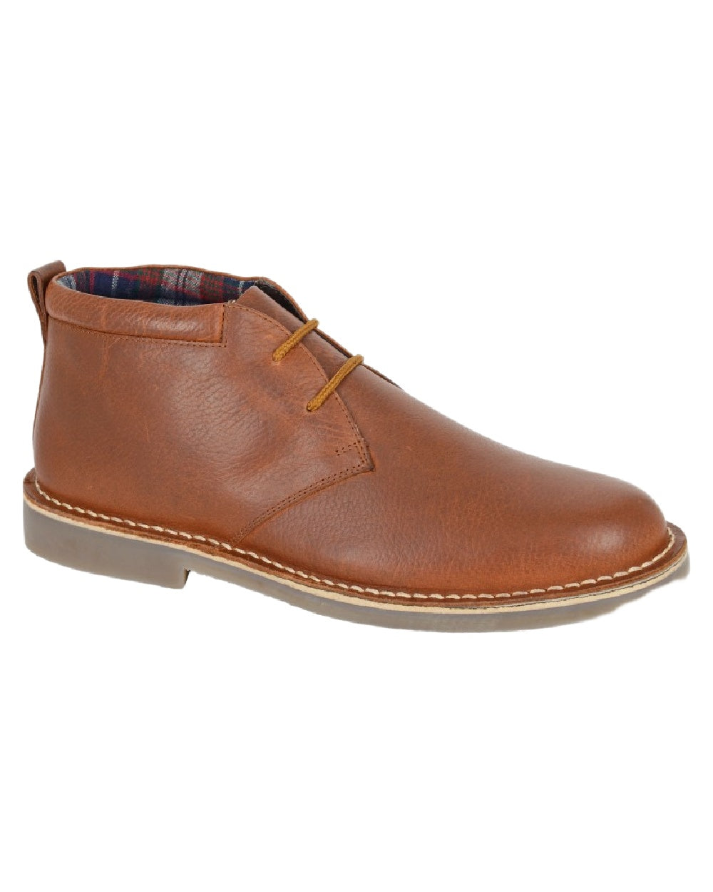 Brown Coloured Roamers Mens Brown Tumbled Leather Desert Boots on White Background
