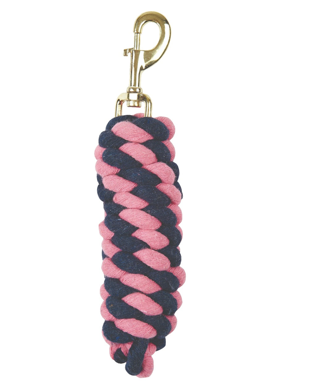 Pink Navy coloured Roma Cotton Brass Snap Lead on white background 