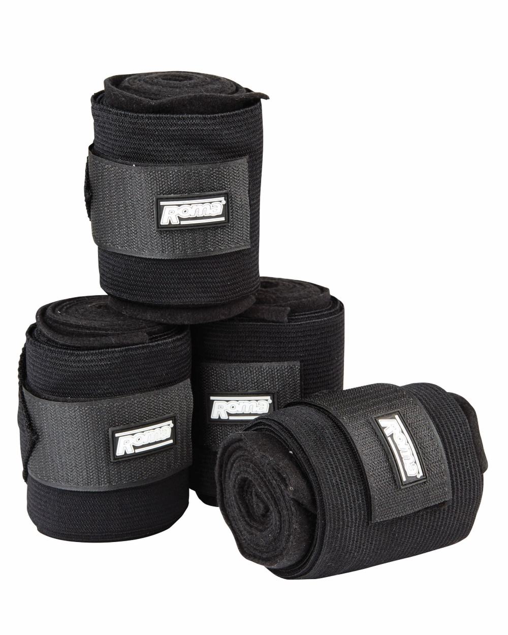 Black coloured Roma Elastic Fleece Combi Bandage on white background 