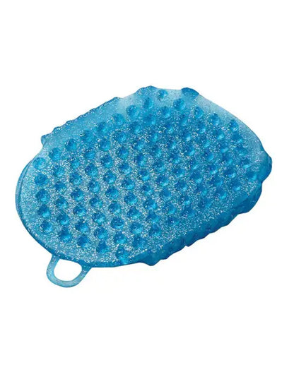 Blue coloured Roma Glitter Double Sided Massage Mitt on white background 