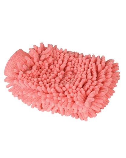 Pink coloured Roma Microfibre Wash Mitt on white background 