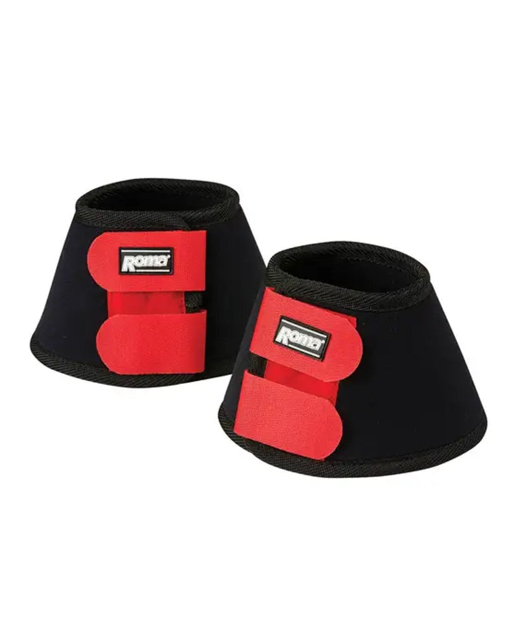 Black Bright Red coloured Roma Neoprene Bell Boots II on white background 