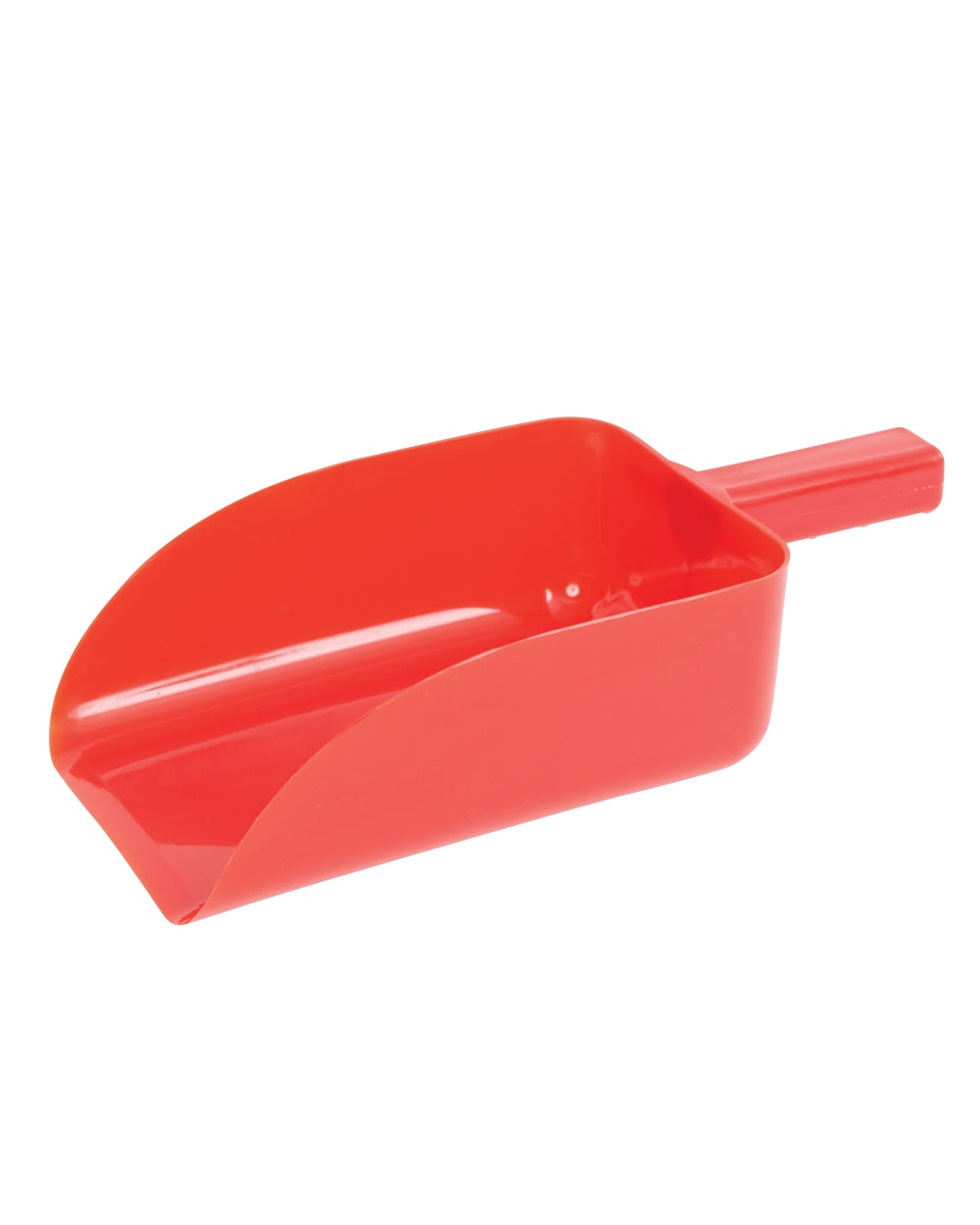 Red coloured Roma Plastic Feed Scoop on white background 