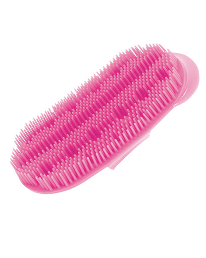 Pink coloured Roma Plastic Sarvis Curry Comb on white background 