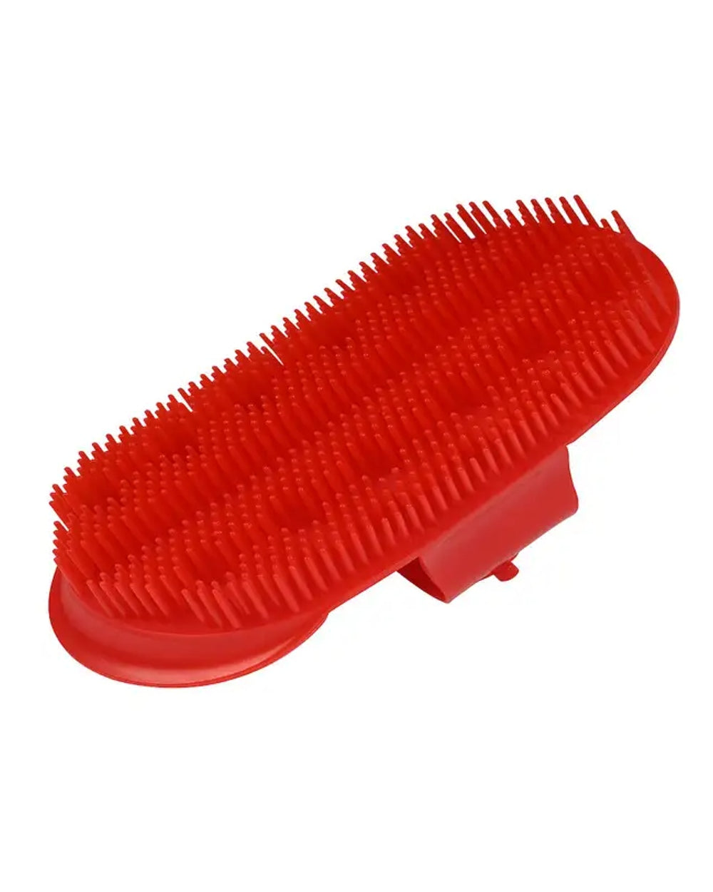 Red coloured Roma Plastic Sarvis Curry Comb on white background 