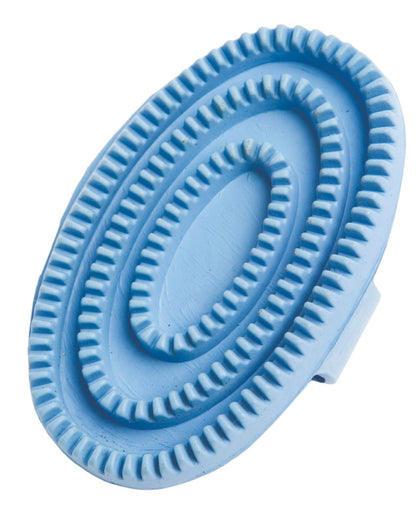 Blue coloured Roma Rubber Curry Comb on white background 