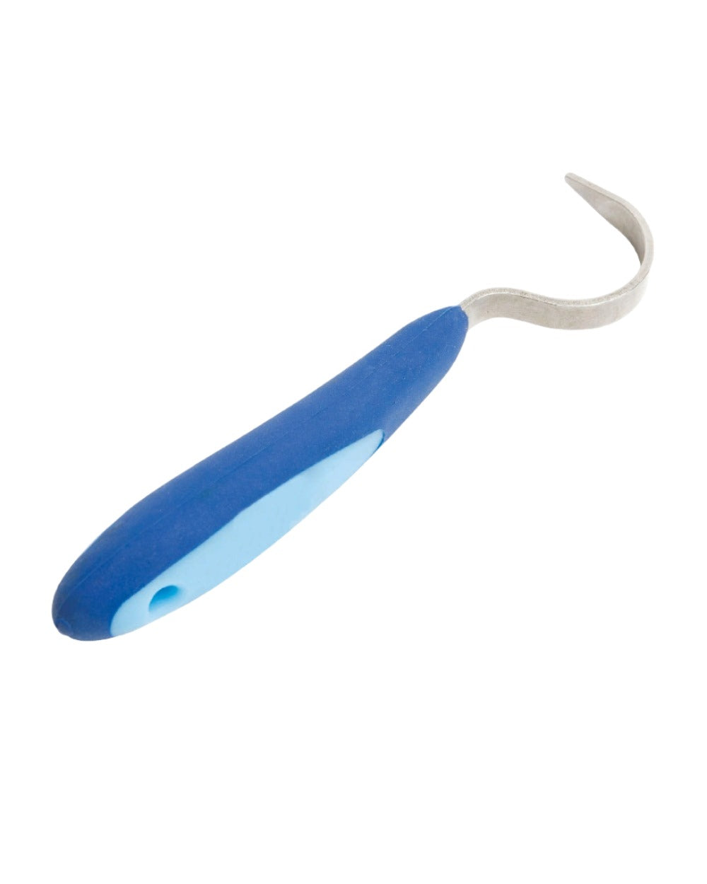 Blue coloured Roma Soft Touch Hoof Pick on white background 