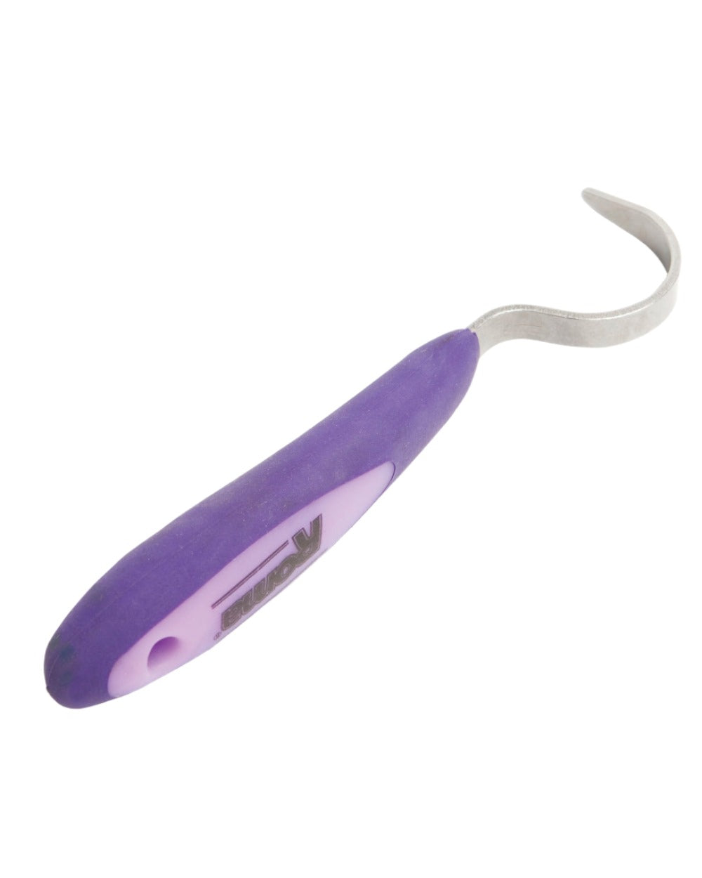 Purple coloured Roma Soft Touch Hoof Pick on white background 