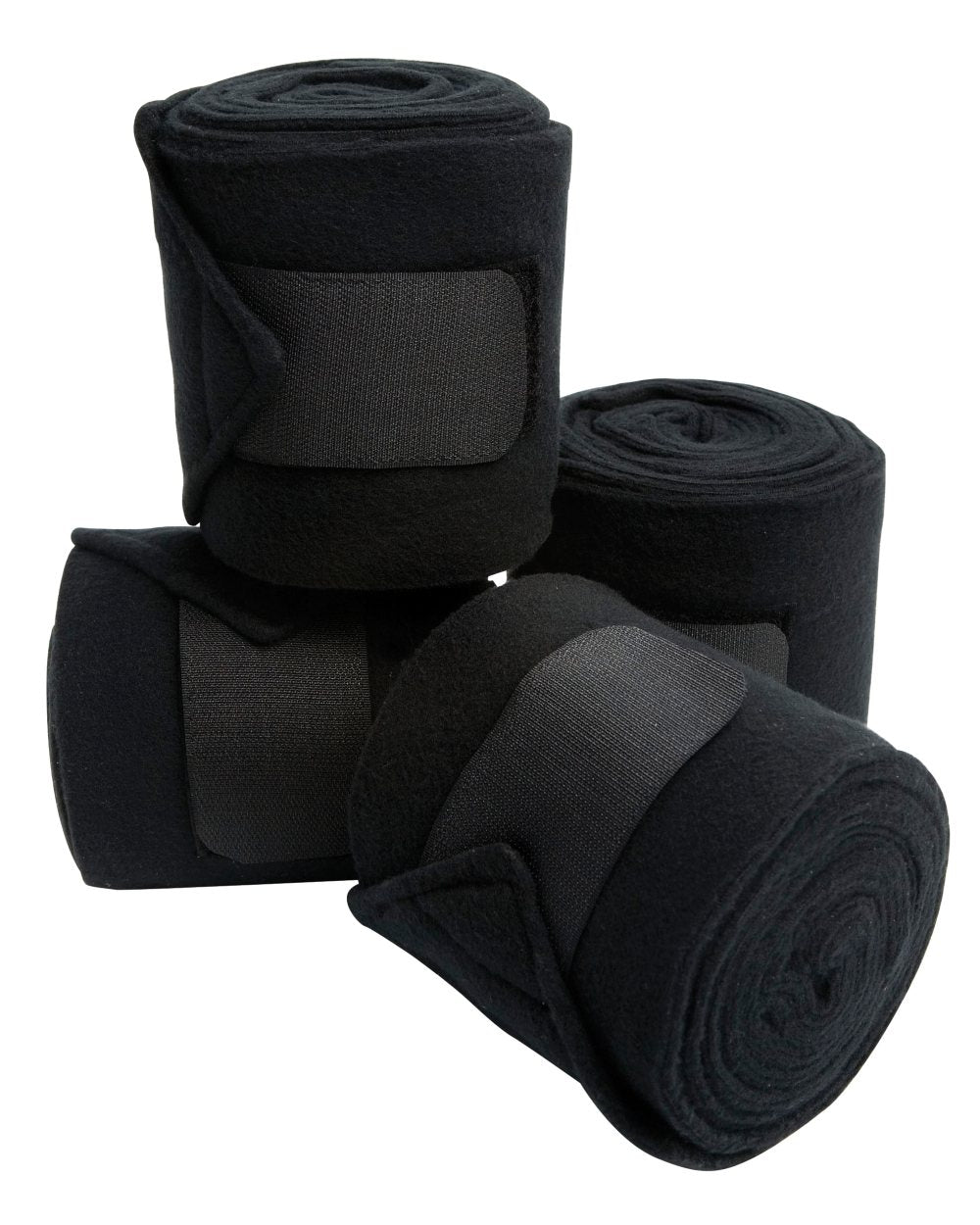 Black coloured Roma Thick Polo Bandages 4 Pack on white background 