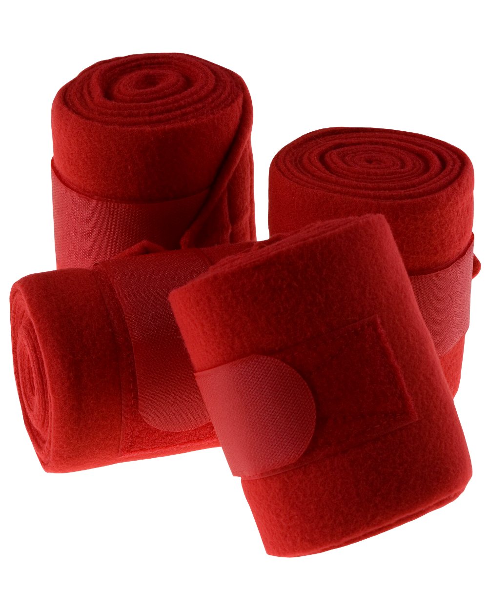 Red coloured Roma Thick Polo Bandages 4 Pack on white background 