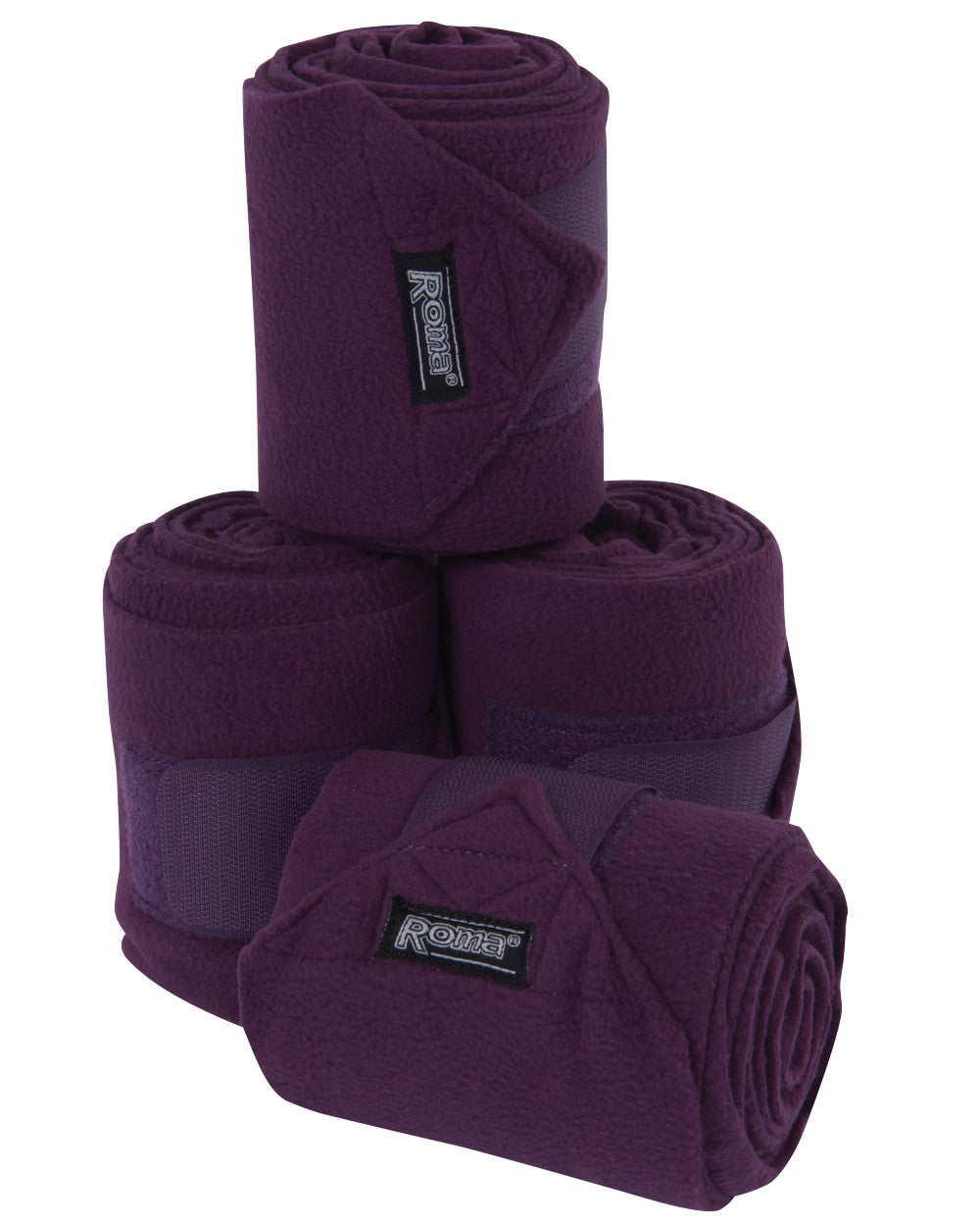 Purple coloured Roma Thick Polo Bandages 4 Pack on white background 