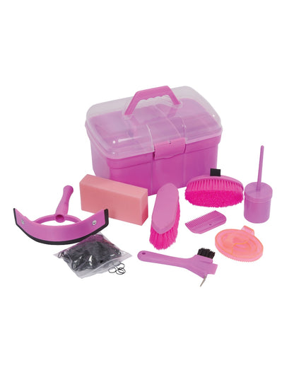 Pink coloured Roma Ultimate 10 Piece Grooming Kit on white background 