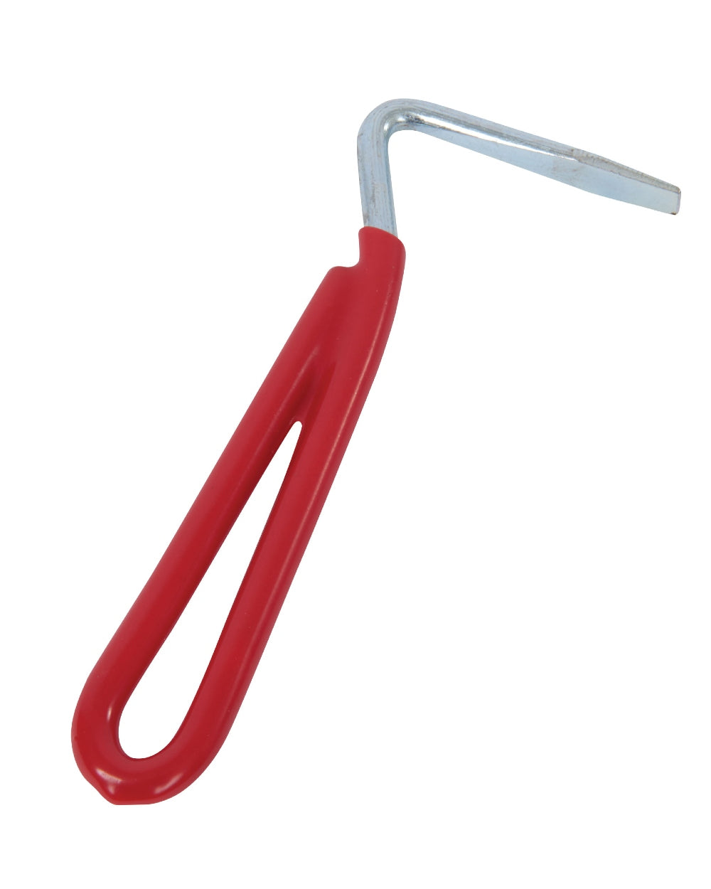 Red coloured Roma Vinyl Handle Hoof Pick on white background 