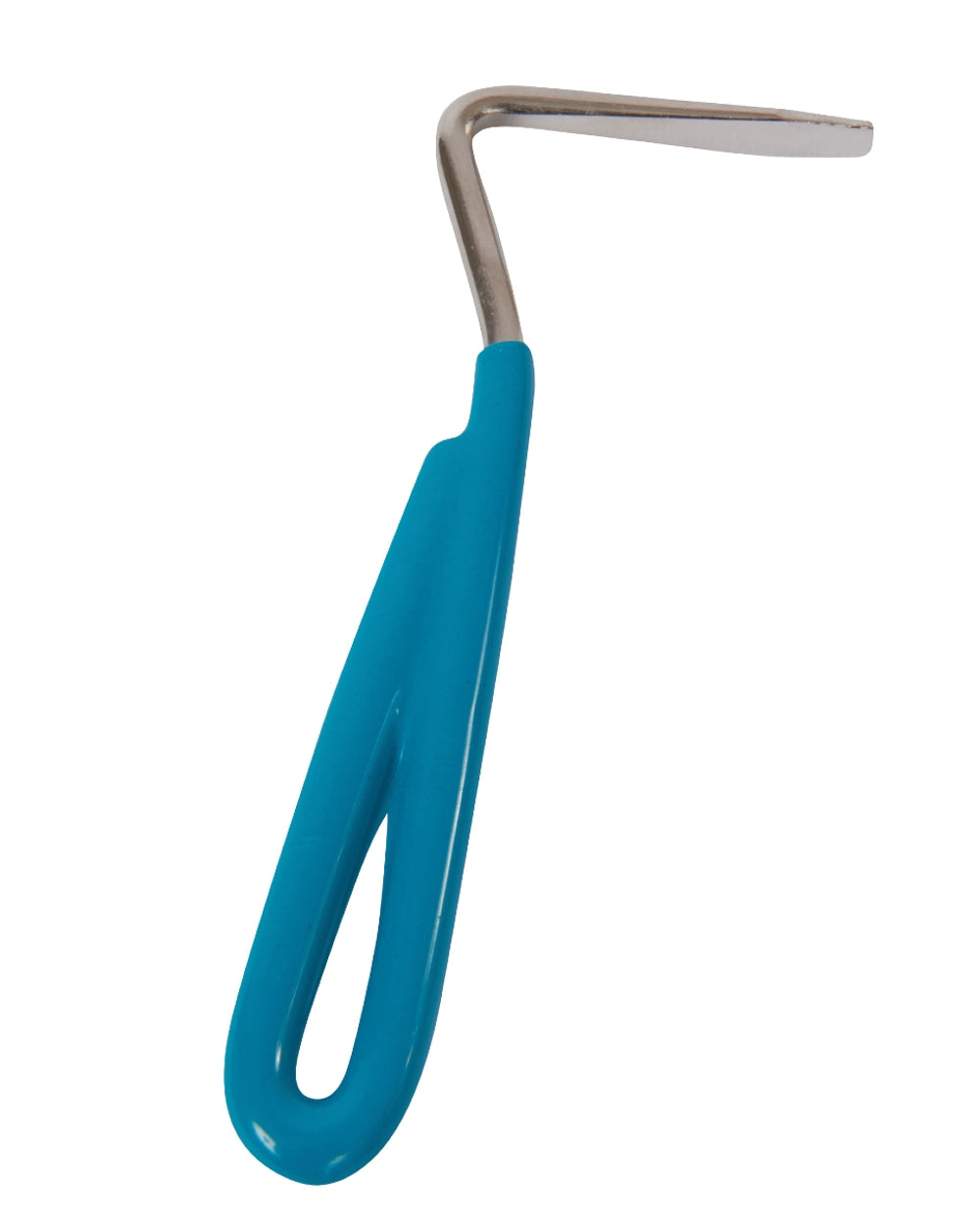 Teal coloured Roma Vinyl Handle Hoof Pick on white background 