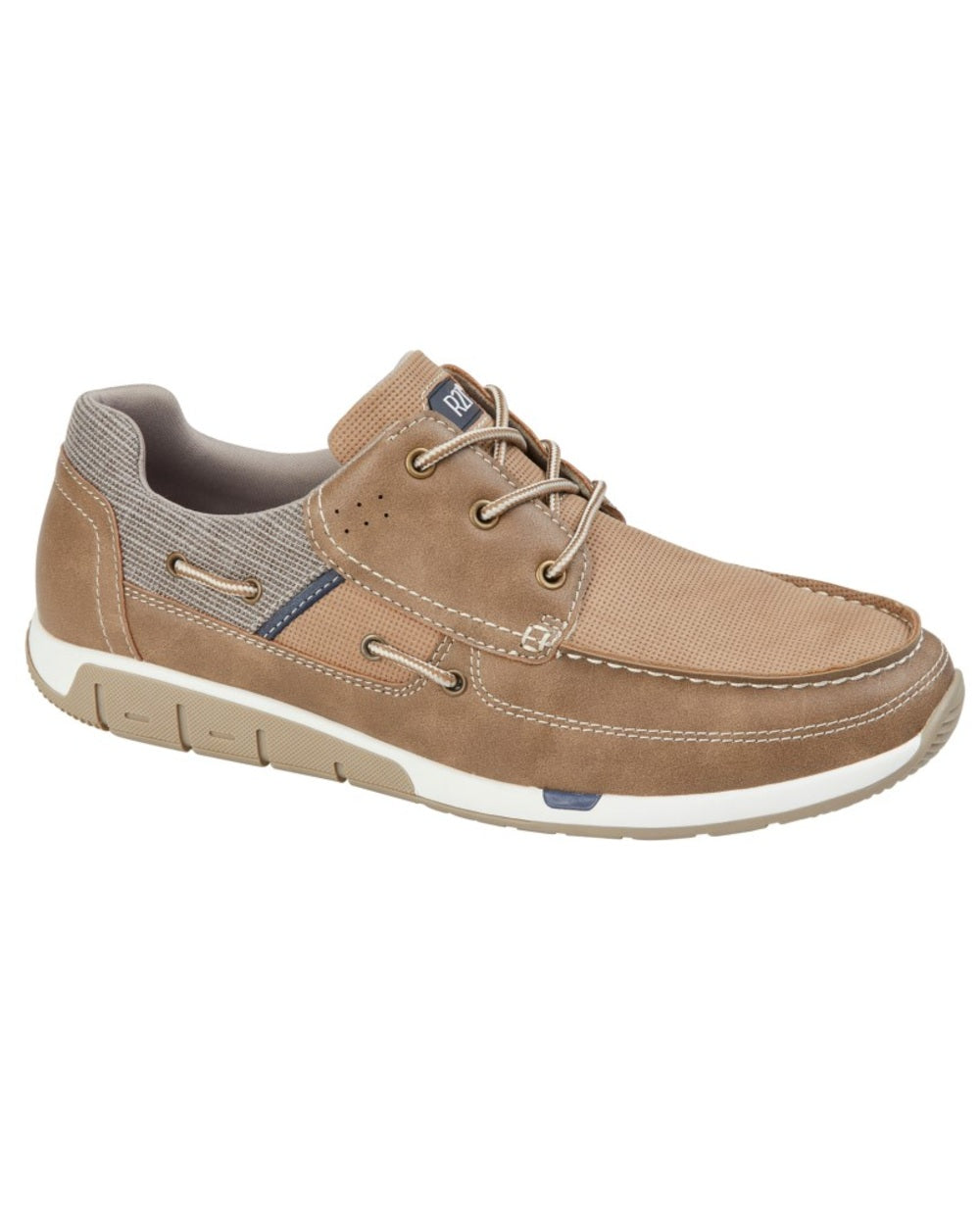 Light Brown coloured Route 21 Mens 3 Eye Apron Leisure Shoes on white background 