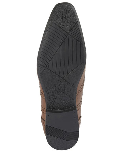 Tan coloured Route 21 Mens 5 Eye Brogue Oxford Shoes on white background 