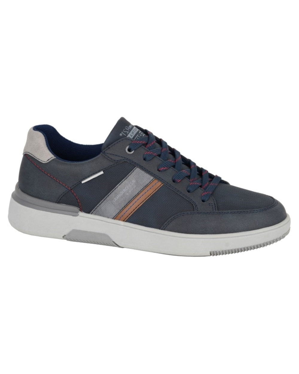 Navy coloured Route 21 Mens 6 Eye Lace Leisure Shoes on white background 