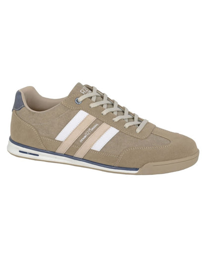 Beige coloured Route 21 Mens 6 Eye Leisure Shoes on white background 