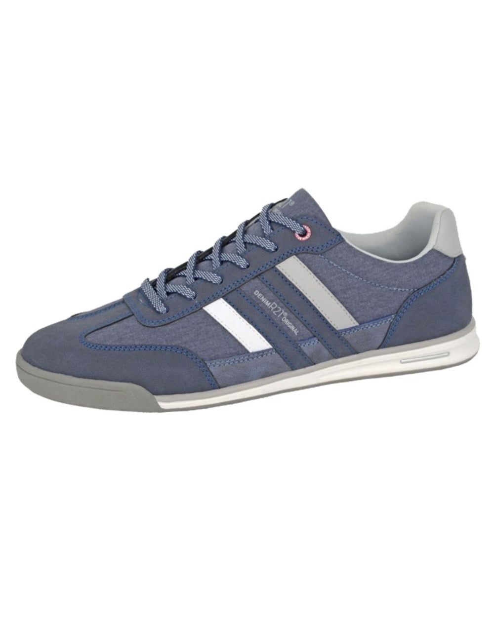 Navy coloured Route 21 Mens 6 Eye Leisure Shoes on white background 