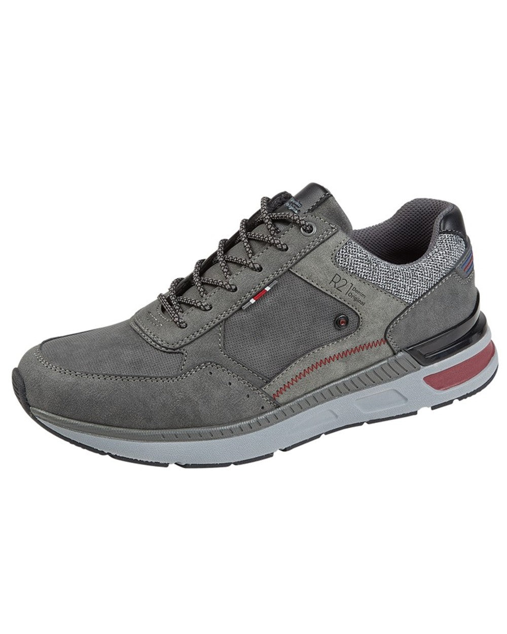 Grey coloured Route 21 Mens 6 Eye Leisure Trainers on white background 