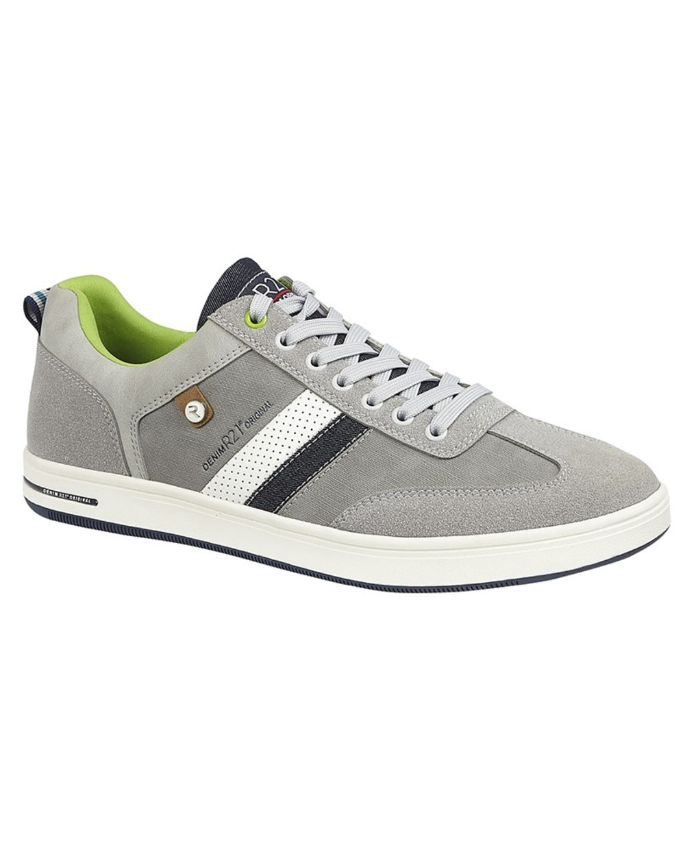 Grey coloured Route 21 Mens 7 Eye Casual Trainers on white background 