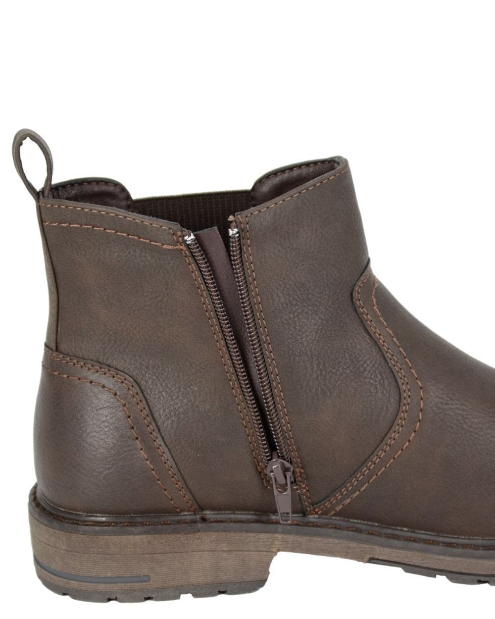 Dark Brown coloured Route 21 Mens Single Gusset Inside Zip Ankle Boots on white background 