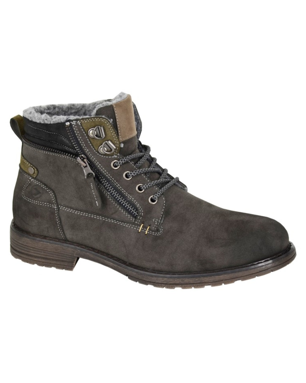 Grey coloured Route 21 Mens Warmlined Ankle Boots on white background 