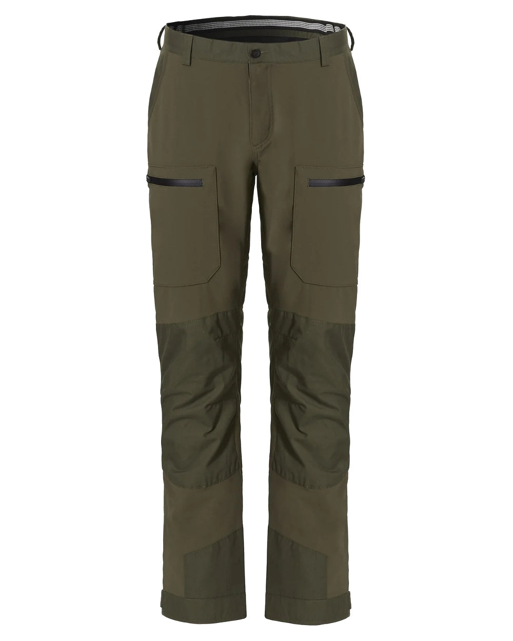 Olive Green coloured Rovince Mens Scotland Trousers on white background 