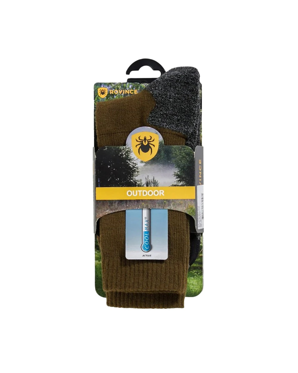 Green Coloured Rovince Shield Socks on white background 