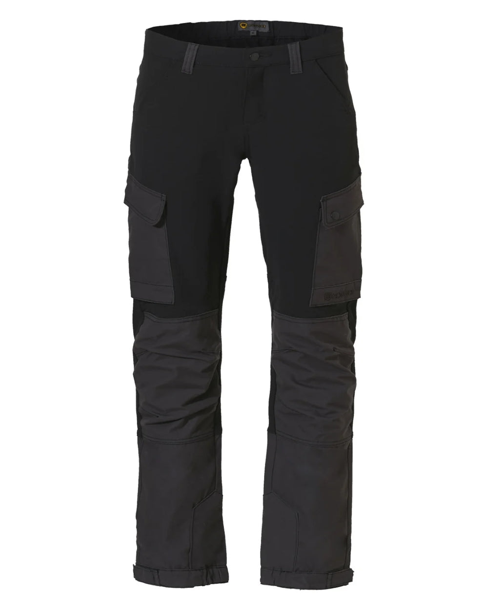 Grey/Black coloured Rovince Mens Flexline Trousers on white background 