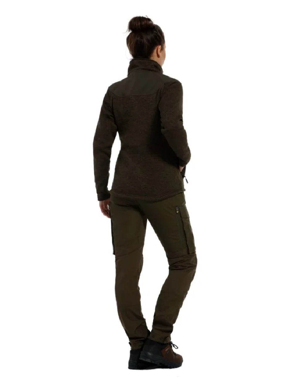 Olive Green coloured Rovince Womens Flexline Trousers on white background 