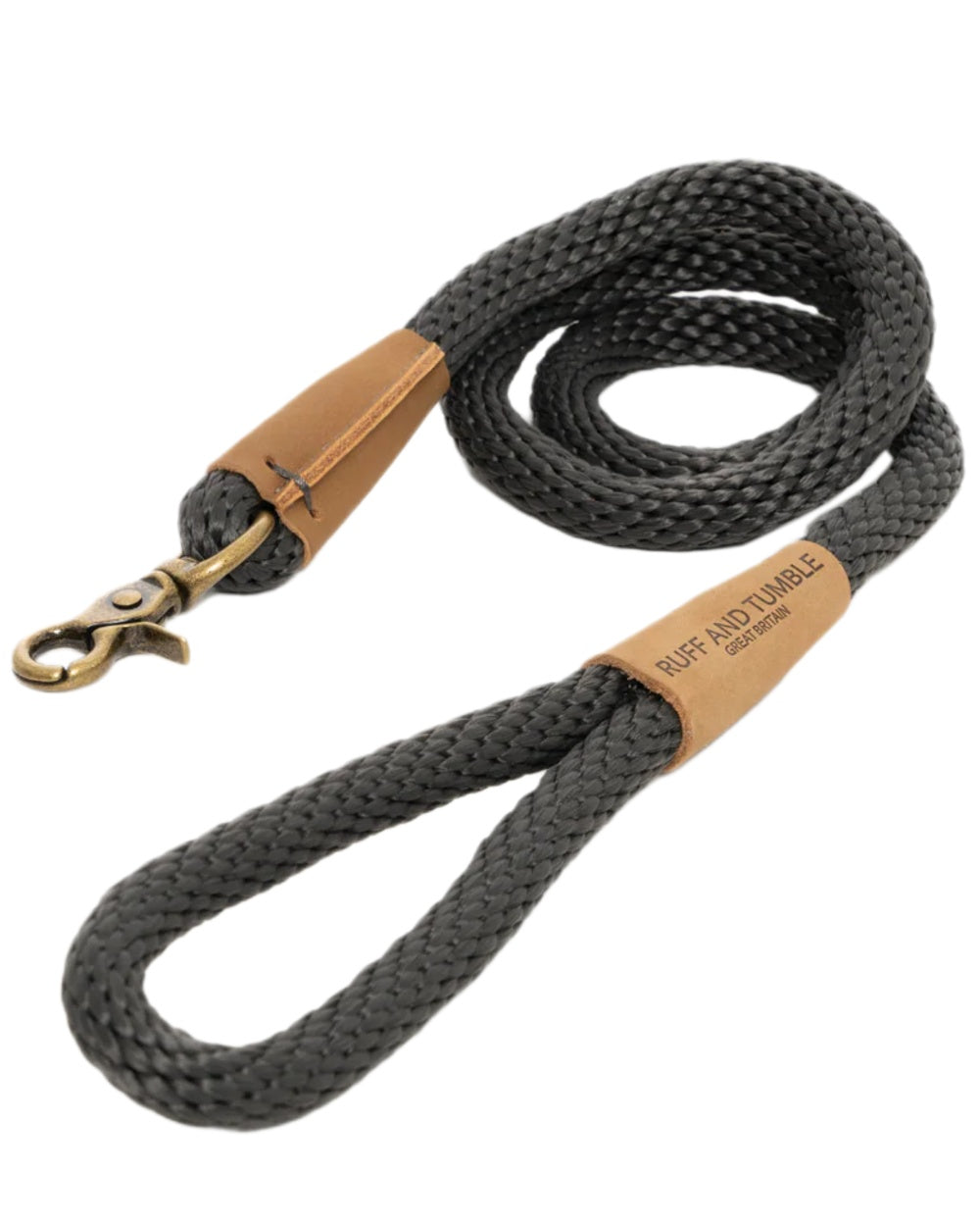 Charcoal Coloured Ruff &amp; Tumble Dog Clip Leads on white background 