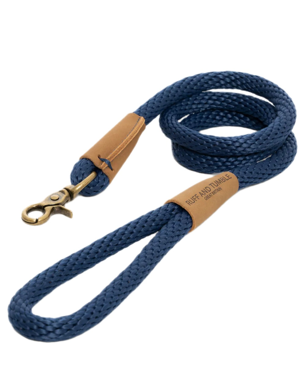 French Navy Coloured Ruff &amp; Tumble Dog Clip Leads on white background 