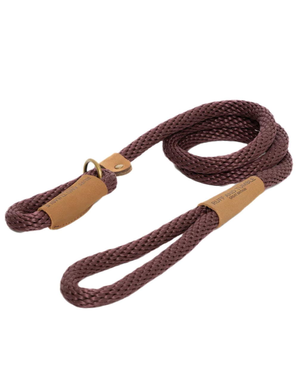 Burgundy Coloured Ruff &amp; Tumble Slip Dog Leads on white background 