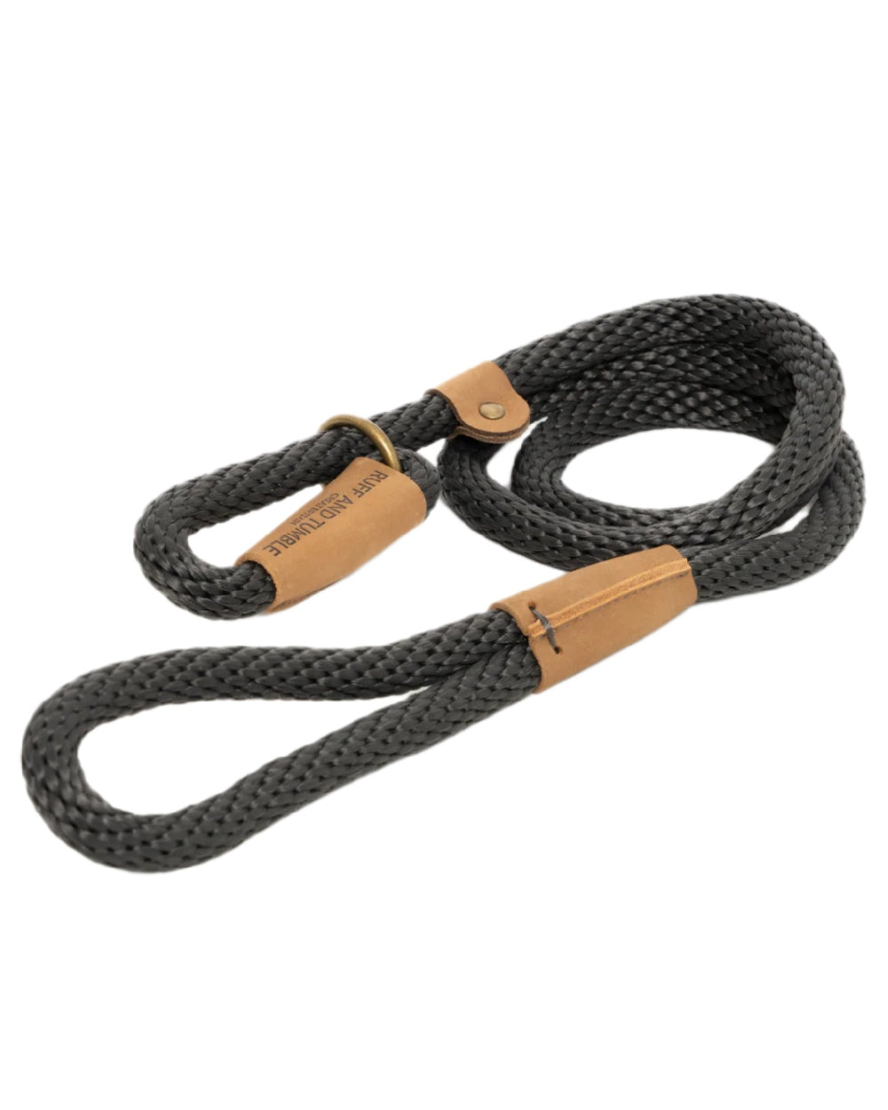 Charcoal Coloured Ruff &amp; Tumble Slip Dog Leads on white background 