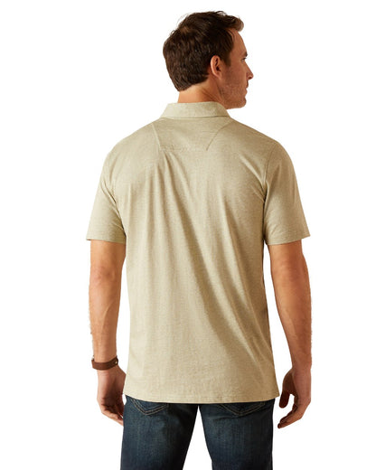 Sage Heather Coloured Ariat Mens Chorley Polo Shirt On A White Background 