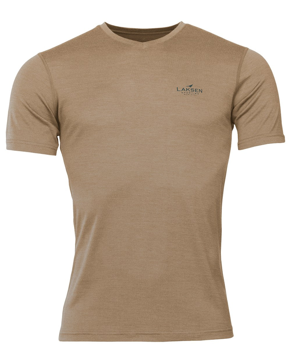 Sand Coloured Laksen Clisham Short Sleeve T-Shirt On A White Background