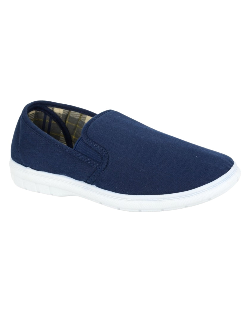 Navy Denim Coloured Scimitar Mens Canvas Twin Gusset Casual Shoes on White Background
