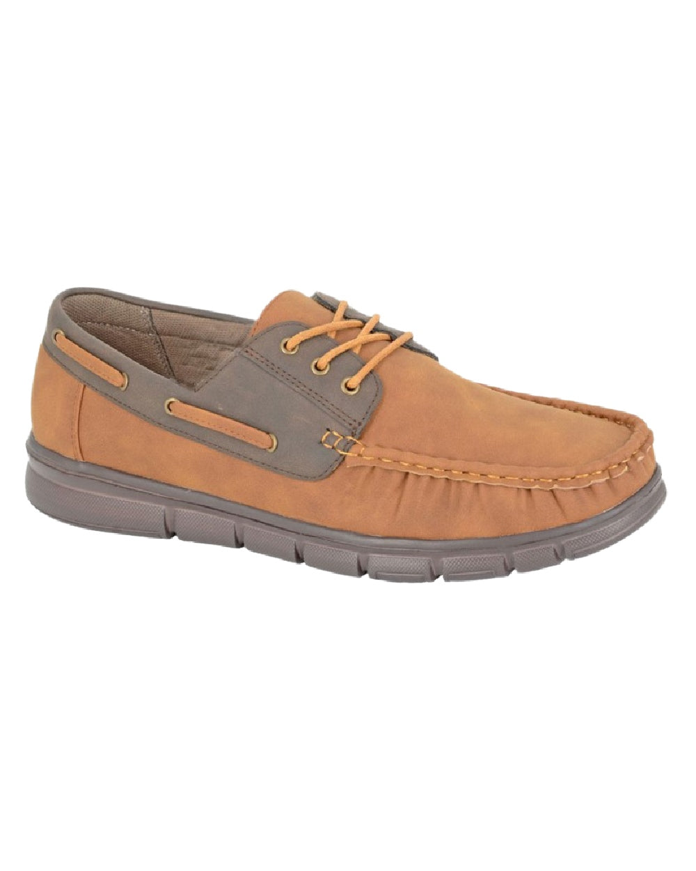 Tan Brown Coloured Scimitar Mens Synthetic Nubuck Moccasin Shoes on White Background
