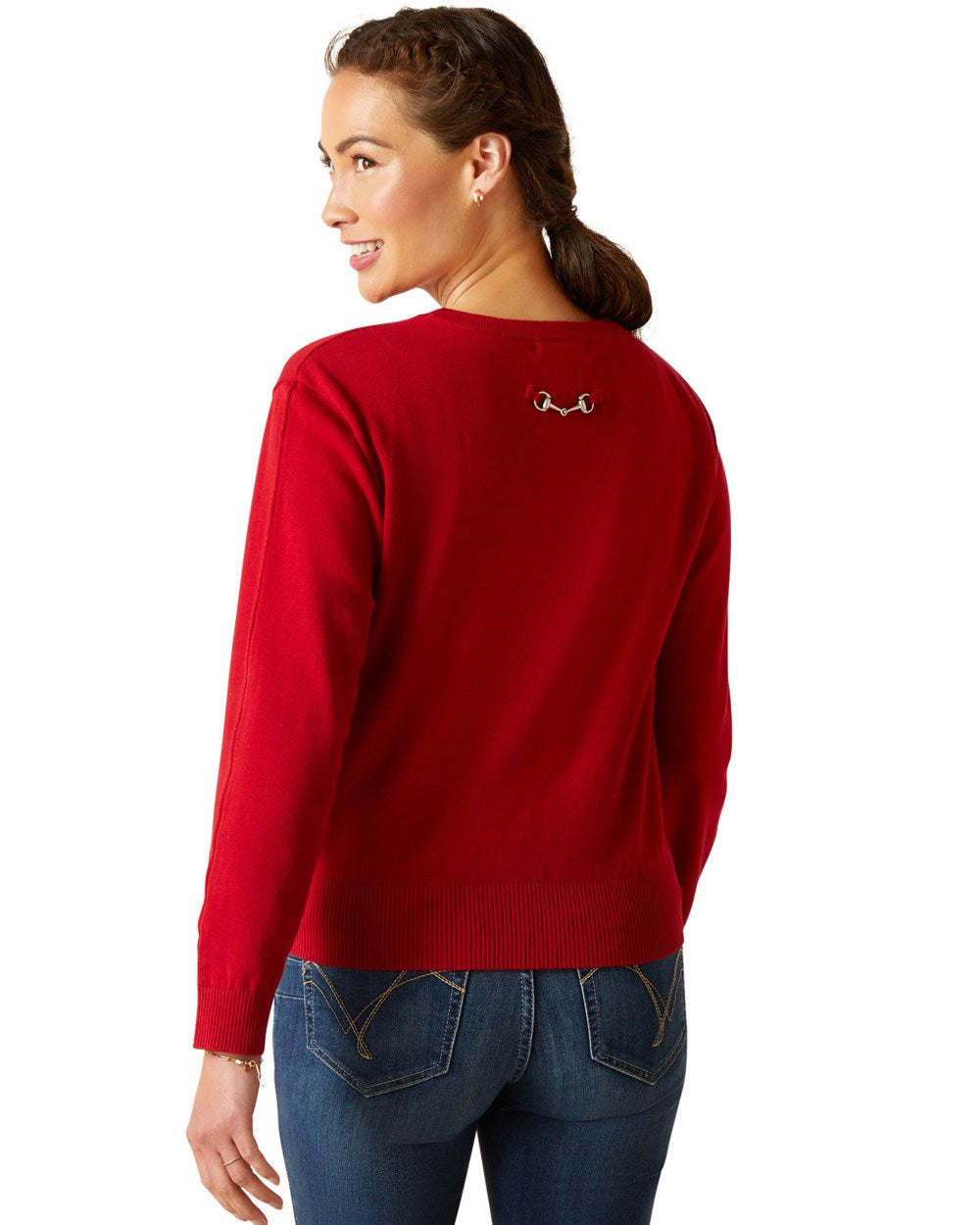 Scooter Coloured Ariat Womens Peninsula Sweater On A White Background 