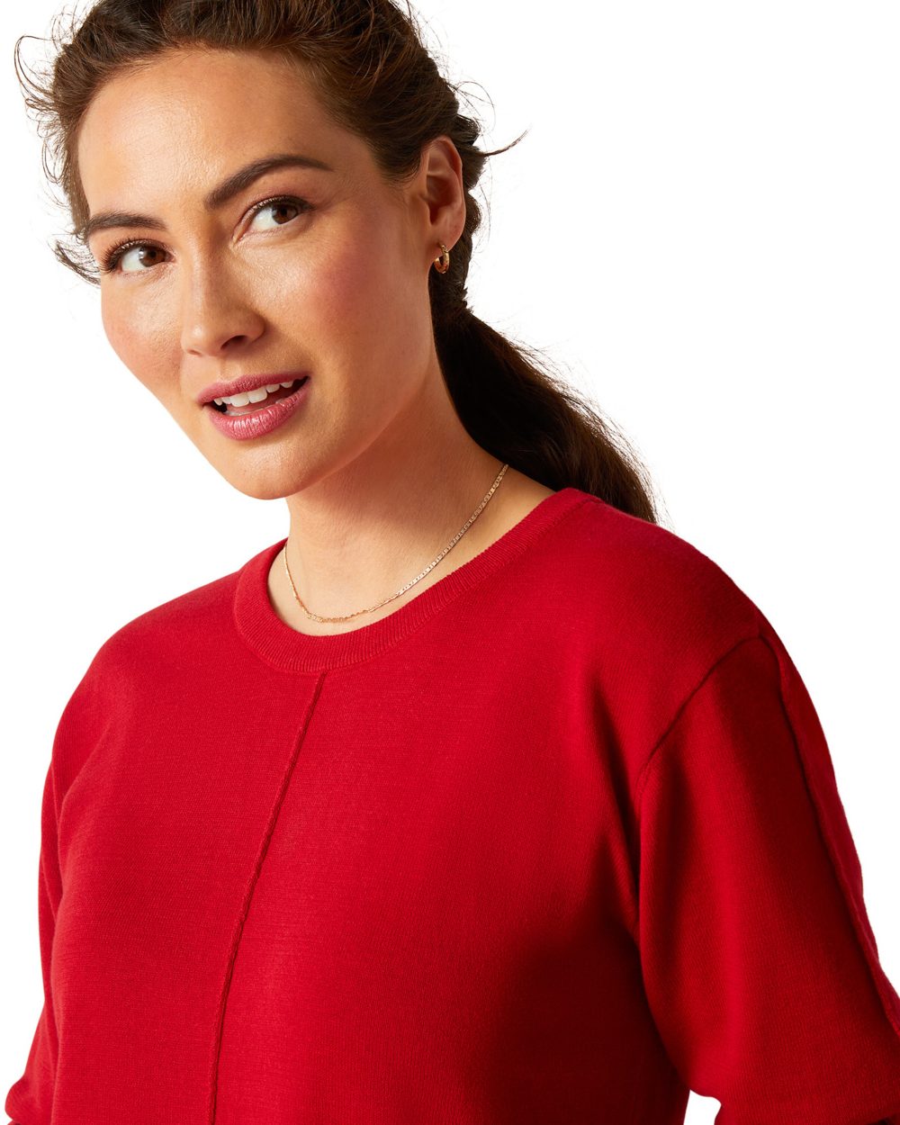 Scooter Coloured Ariat Womens Peninsula Sweater On A White Background 