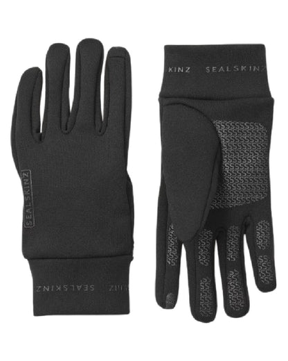 Black Coloured Sealskinz Acle Water Repellent Nano Fleece Glove on white background 