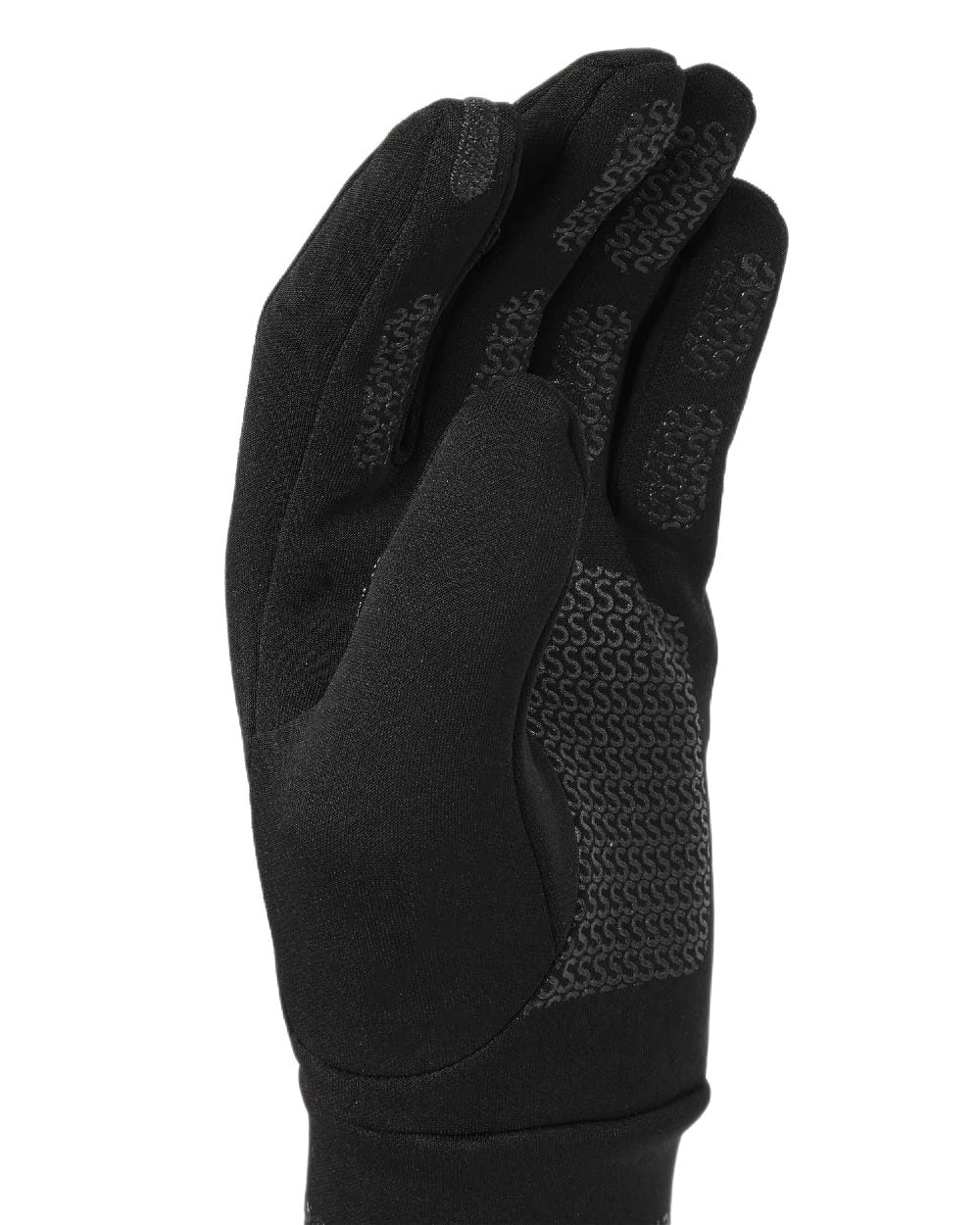 Black Coloured Sealskinz Acle Water Repellent Nano Fleece Glove on white background 