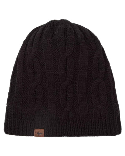Black coloured Sealskinz Blakeney Waterproof Cable Knit Beanie on white background 