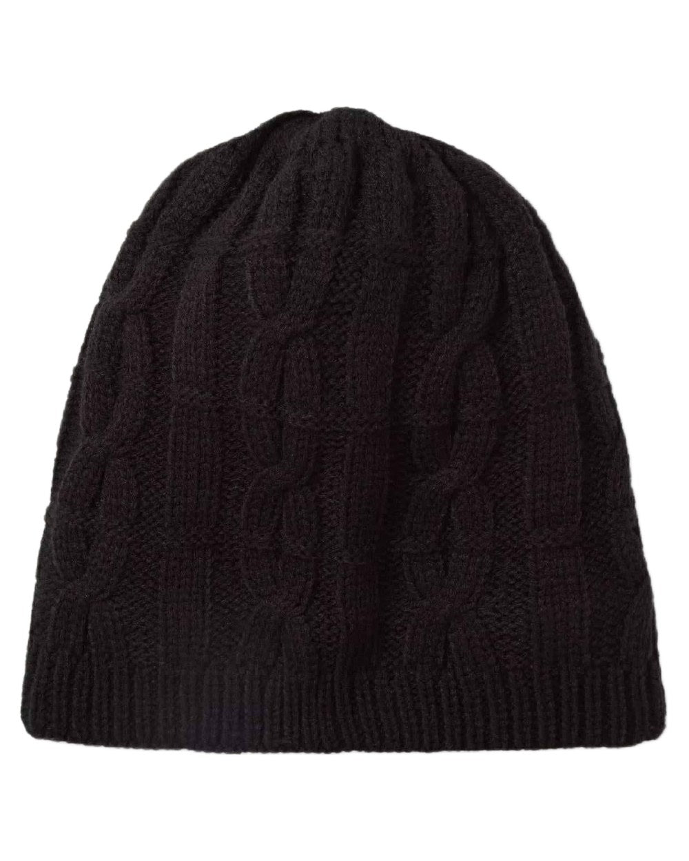 Black coloured Sealskinz Blakeney Waterproof Cable Knit Beanie on white background 