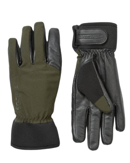 Olive Coloured Sealskinz Fordham Waterproof All Weather Hunting Glove on white background 