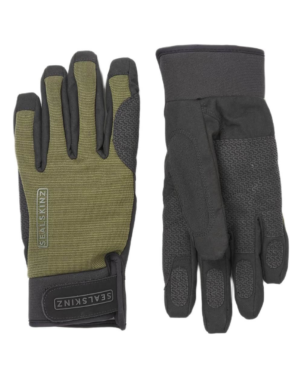 Olive Coloured Sealskinz Harling Waterproof All Weather Glove on white background 