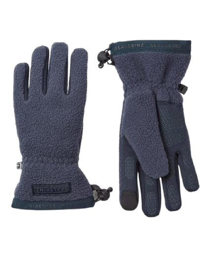 Navy Coloured Sealskinz Hoveton Waterproof Sherpa Fleece Glove on white background 